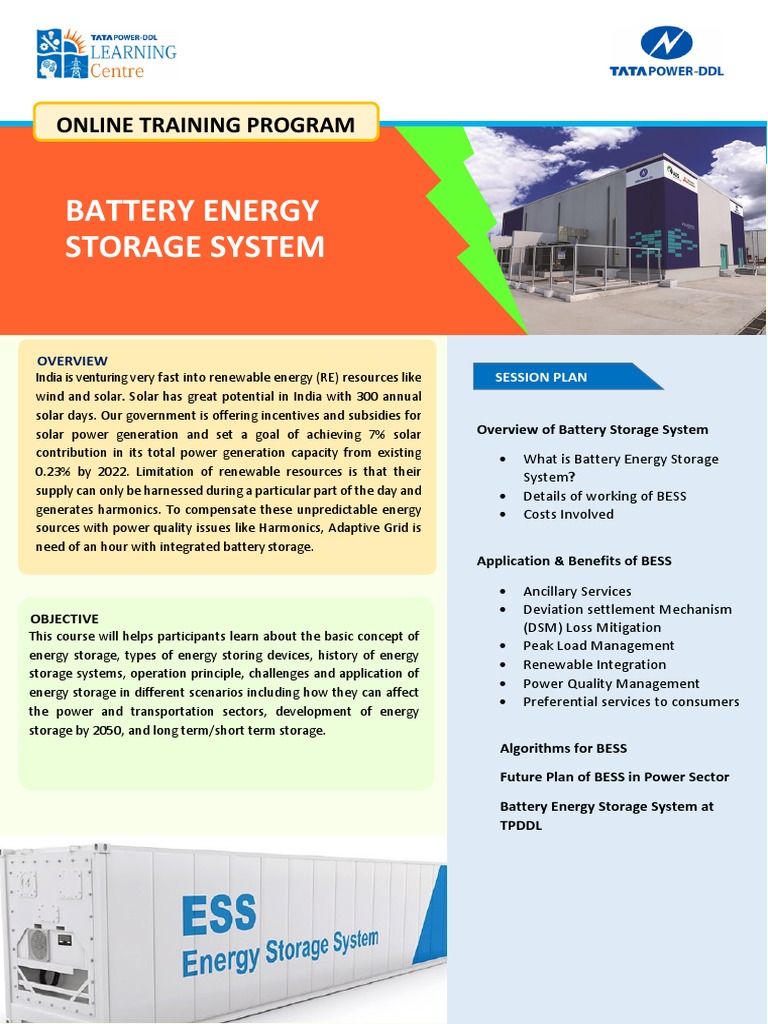 Battery Energy Storage System: Online Training Program | PDF | Solar ...