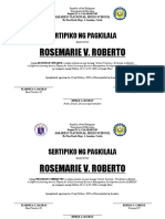 Sertipiko NG Pagkilala: Rosemarie V. Roberto