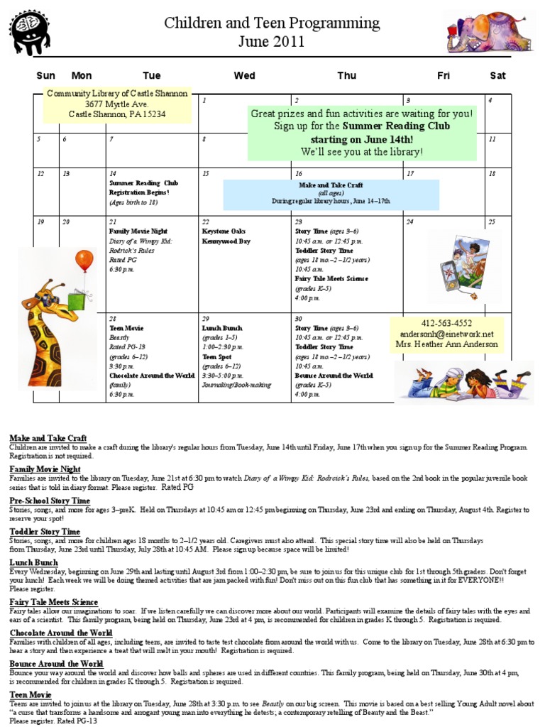 Summer Reading Club & Events Schedule | PDF | Leisure