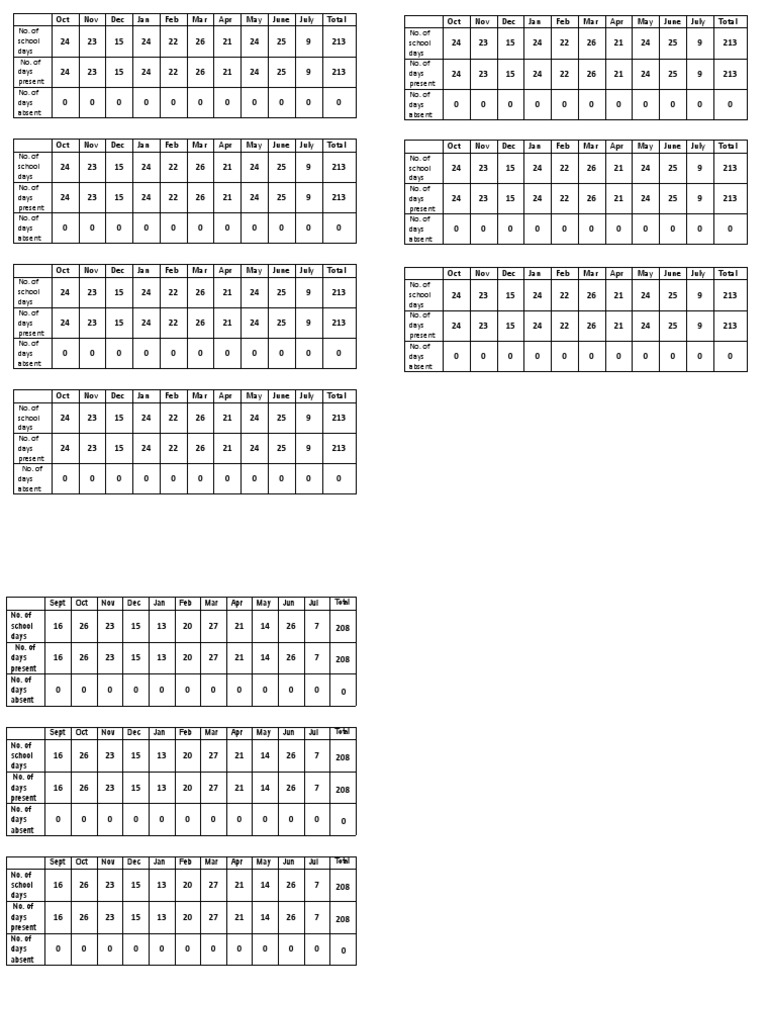 No of School Days PDF