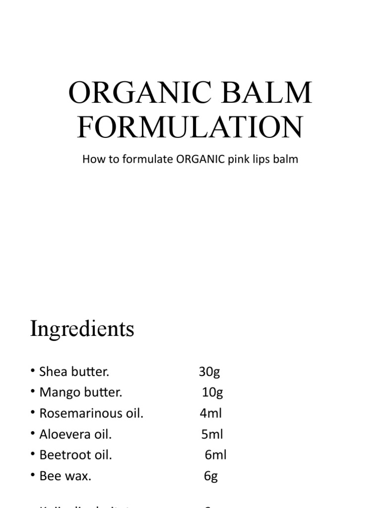 Presentation of Lip Balm Formular PDF