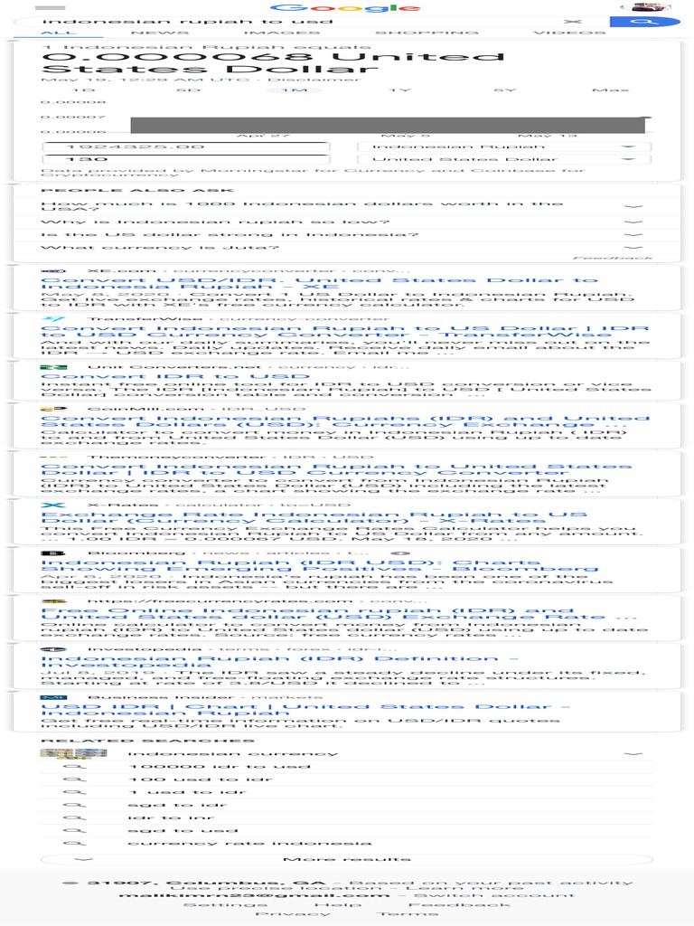 Current IDR to USD Exchange Rate | PDF | Indonesian Rupiah | United States  Dollar