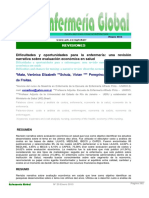 Dificultades y Oportunidades para La Enfermería. Una Revisión Narrativa Sobre Evaluación Económica en Salud (España-2013)