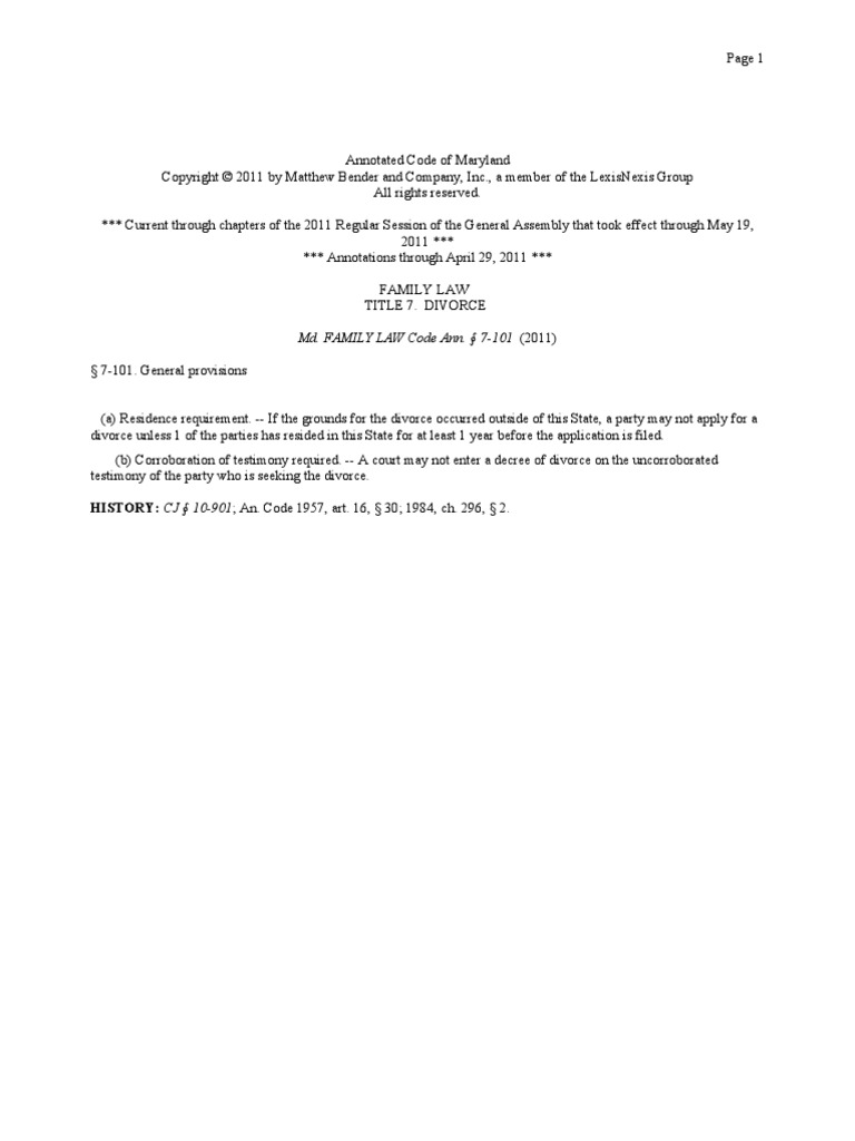 MD Statutes Divorce (Fam. Law, Title 4, Subtitle 7) Child Custody