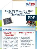 Deped Order No. 40, S. 2012 (Child Protection Policy) Zaldy Mendoza