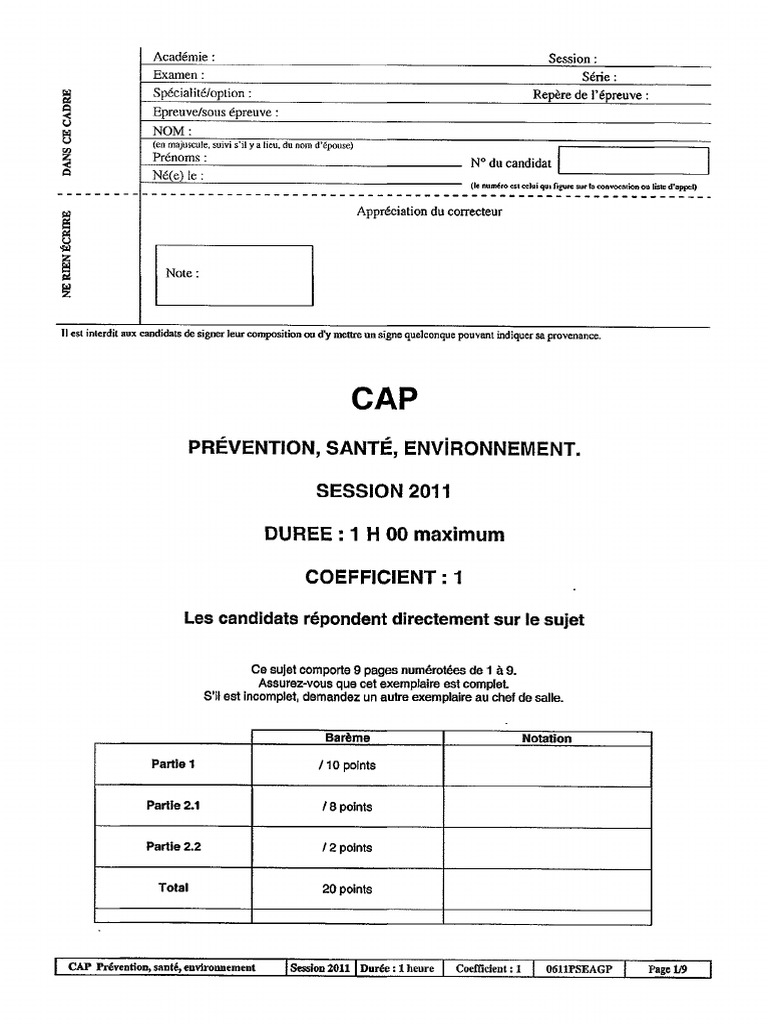 Annale Pse Cap Aepe Pse Cap Petite Enfance Aepe 2011 Annale Sujet Guyane | PDF