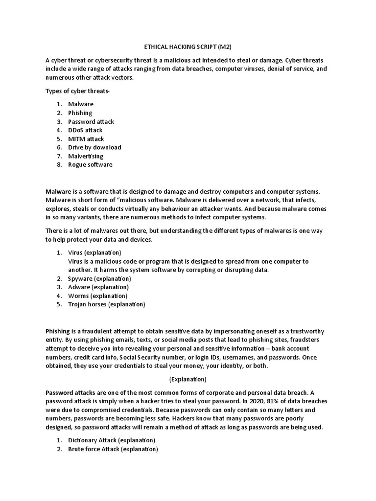 Ethical Hacking Scrip (M2) | PDF | Malware | Computer Virus