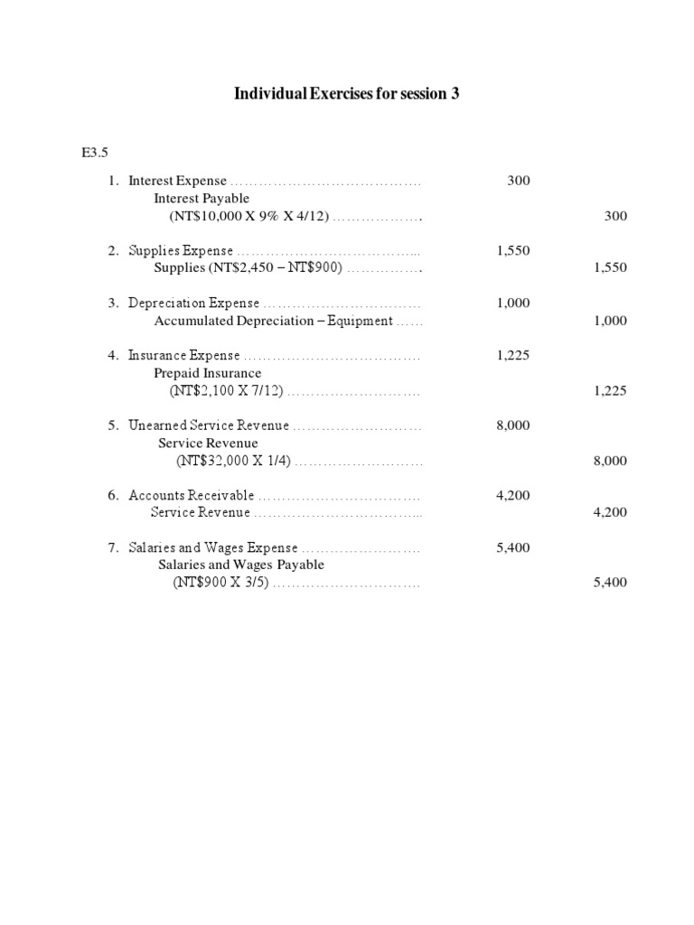 Accounting - Exercise Session 3 | PDF | Expense | Deferral