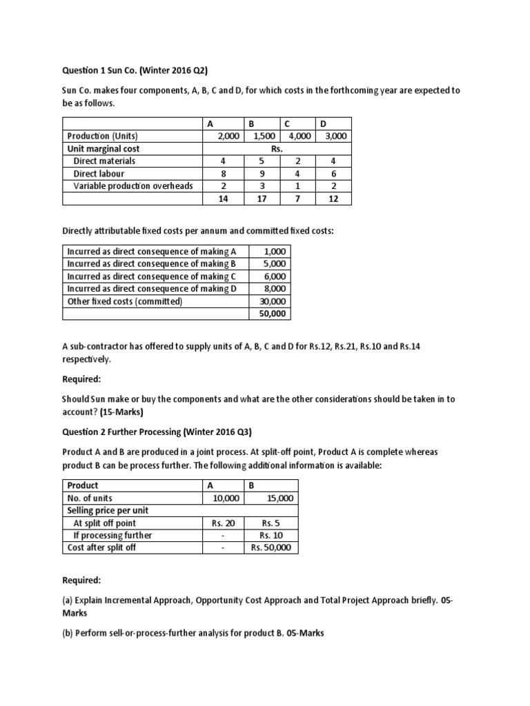 Make or Buy Analysis for Manufacturing Components | PDF | Outsourcing ...