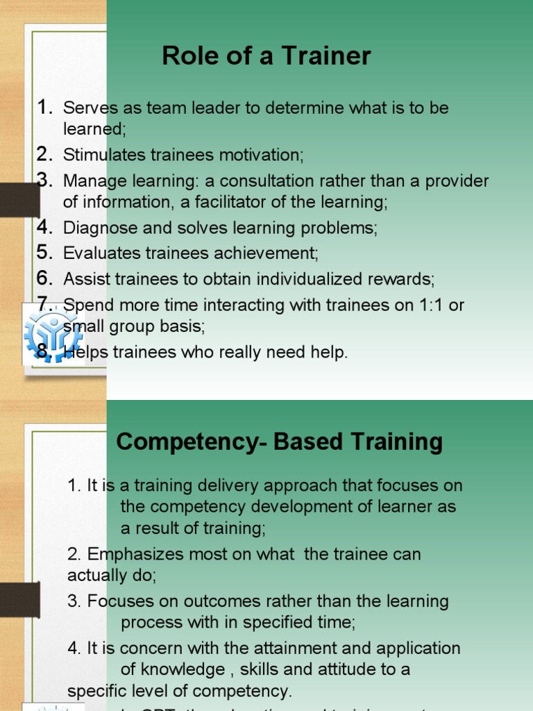 CBT Principles and Trainee Roles | PDF | Learning | Educational Technology
