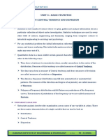 Part-I Central Tendency and Dispersion: Unit-3 Basic Statistics