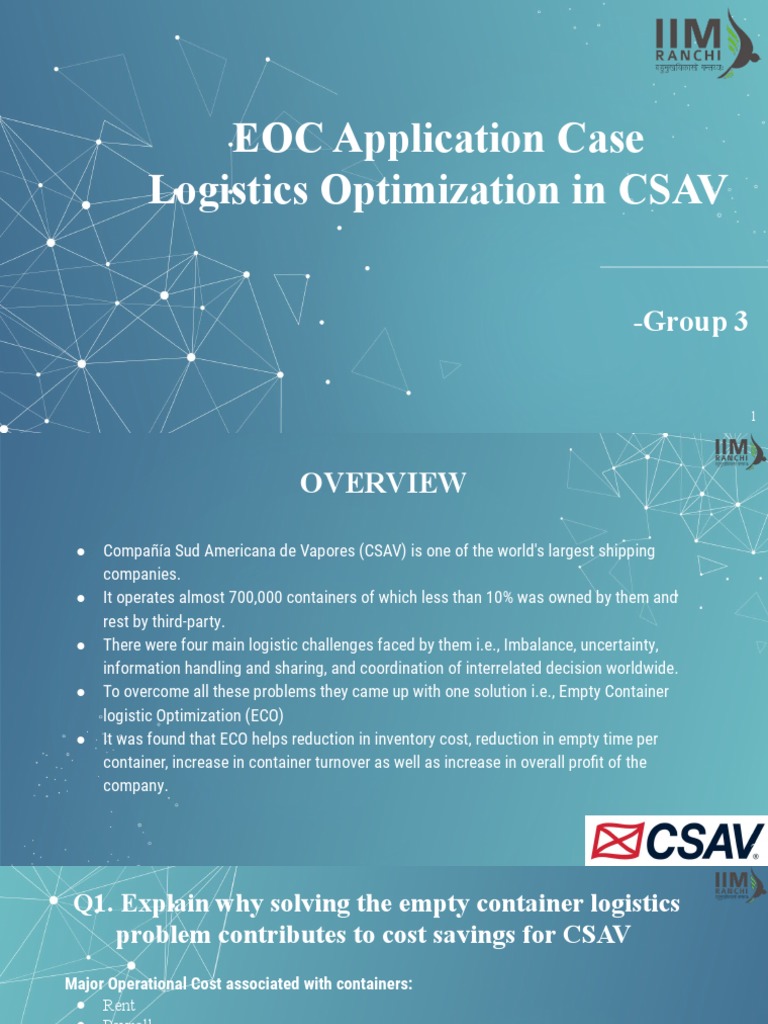 Eoc Application Case Logistics Optimization In Csav Group 3 Pdf