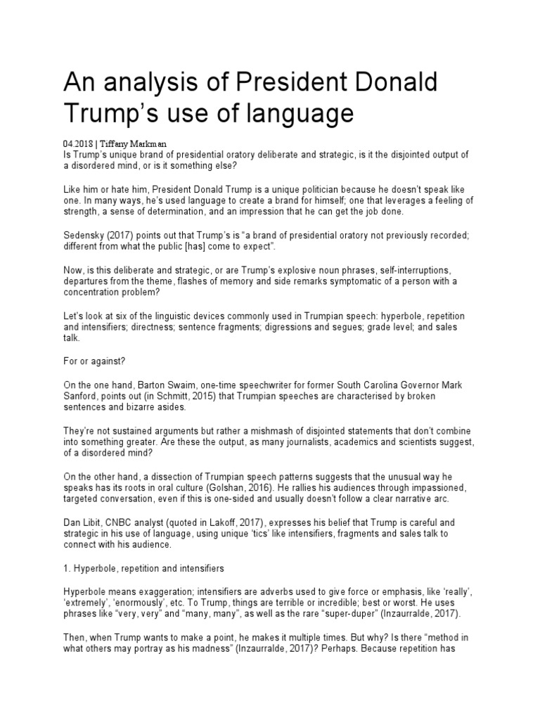 Analyzing Trump's Unique Language Style | PDF | Experience | Donald Trump