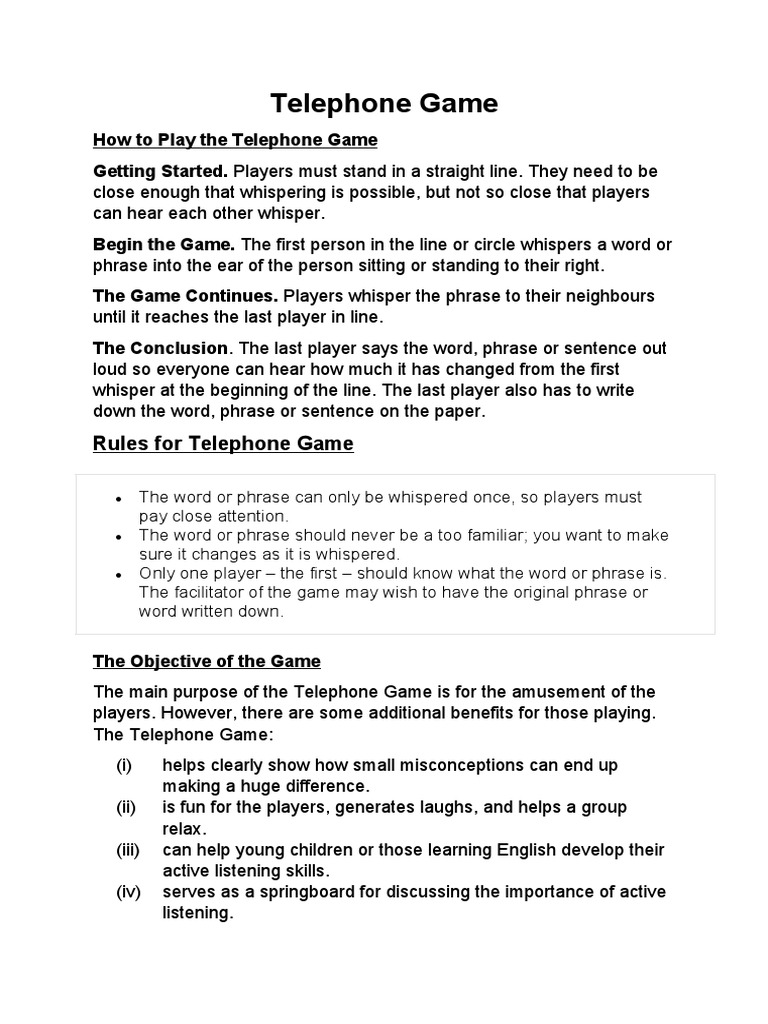 Telephone Game PDF