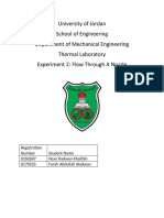 University of Jordan School of Engineering Department of Mechanical Engineering Thermal Laboratory Experiment 2: Flow Through A Nozzle