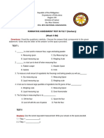 Formative Assessment Test in Tle 7 (Cookery) (Week 5 &6) : Sta. Rita National Highschool