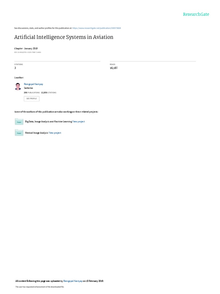 Artificial Intelligence Systems in Aviation: January 2019 | PDF ...