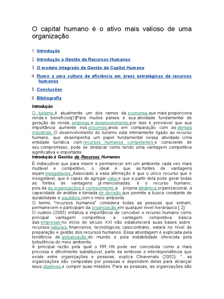 O Capital Humano é O Ativo Mais Valioso De Uma Organização Pdf