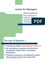 Economics For Managers: Market Equilibrium Price Elasticity of Demand, Income and Cross Price Elasticities of Demand
