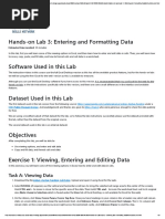 Hands On Lab 3 - Entering and Formatting Data