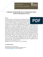 Relationship Between Organizational Culture Model and Management Practices