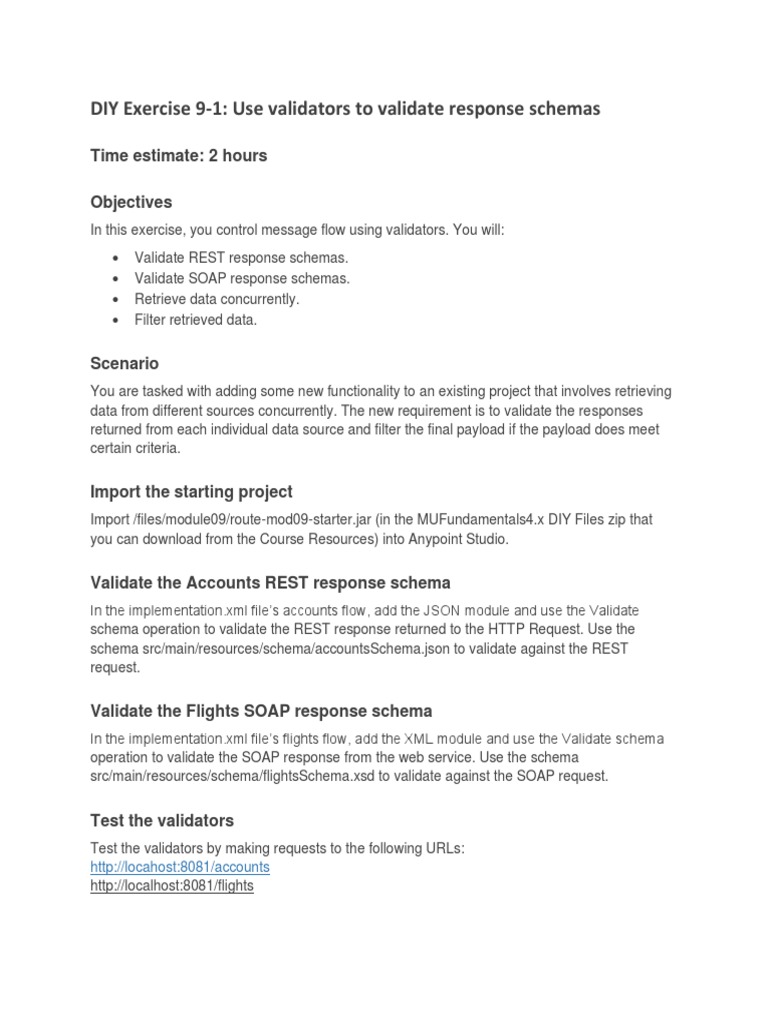 DIY Exercise 91 Use Validators To Validate Response Schemas PDF Xml Schema Soap