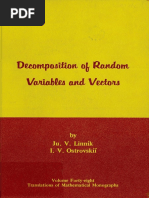 Linnik, Iosif v. Ostrovskii - Decomposition of Random Variables and Vectors-Amer Mathematical Society (1977)