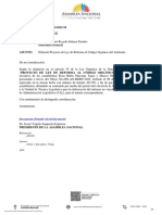 Proyecto de Ley de Reforma Al Código Orgánico Del Ambiente