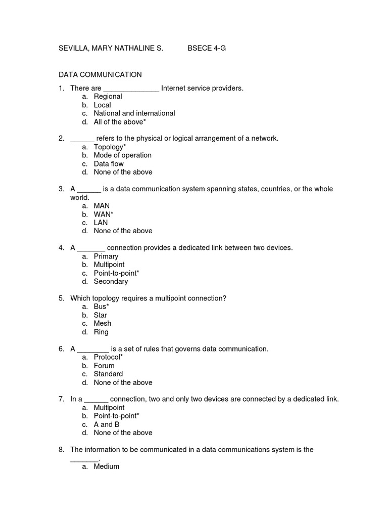 Data Communication and Digital Modulation MCQ | PDF | Osi Model ...