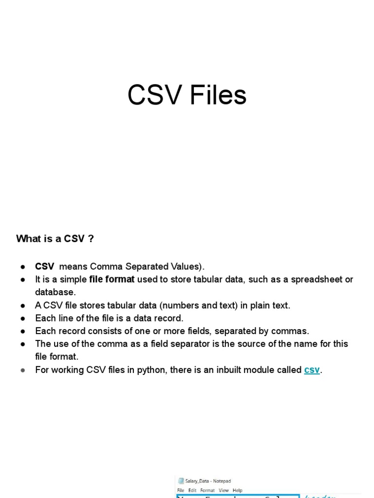 CSV Files | PDF