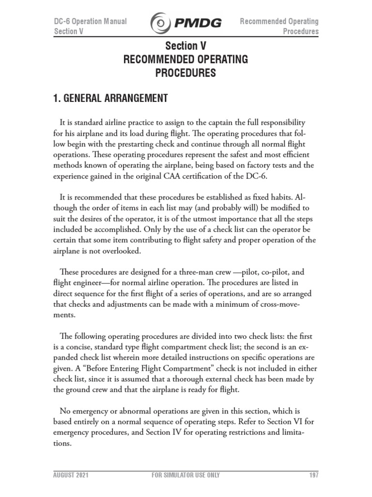 DC-6 Operating Procedures Manual | PDF | Engines | Carburetor