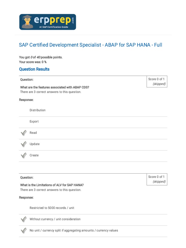 SAP Certified Development Specialist - ABAP For SAP HANA - Full | PDF ...