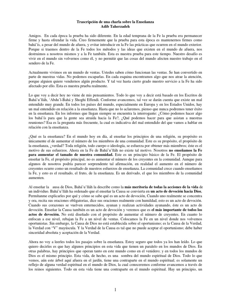 TOAdibTaherzadeh La Ensenianza PDF Fe Amor