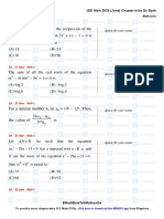 Quadratic Equation - JEE Main 2022 Chapter Wise Questions by MathonGo