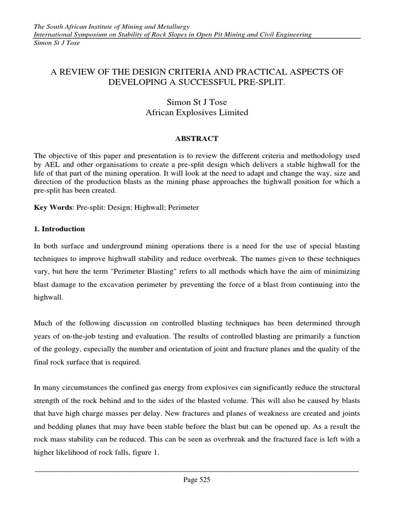 Pre-Split Design for Highwall Stability | PDF | Coal Mining | Mining