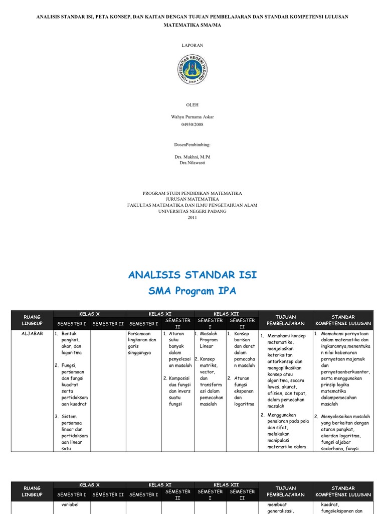 Analisis Standar Isi | PDF | Sains & Matematika