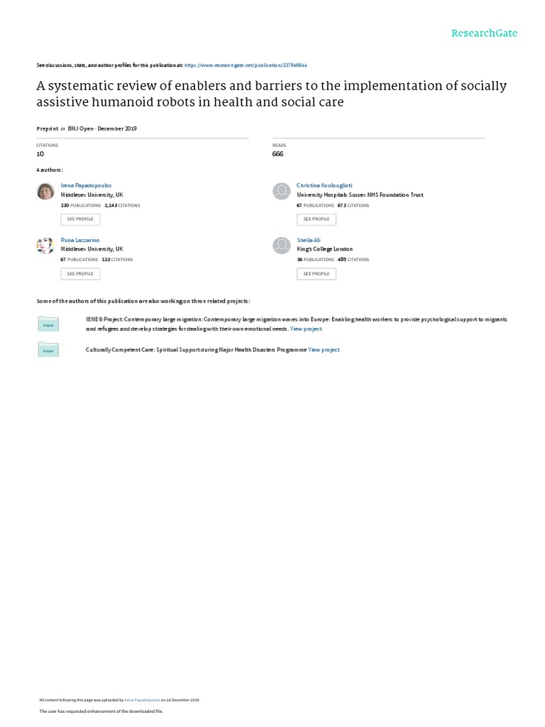 A Systematic Review of Enablers and Barriers To The Implementation ...