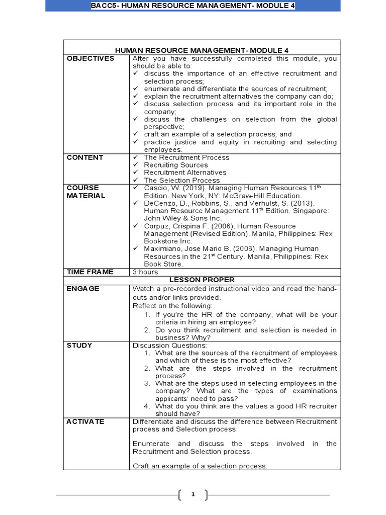 HR Recruitment & Selection Guide | PDF | Recruitment | Human Resource ...