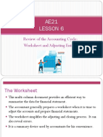 AE21 Lesson 6: Review of The Accounting Cycle: Worksheet and Adjusting Entries