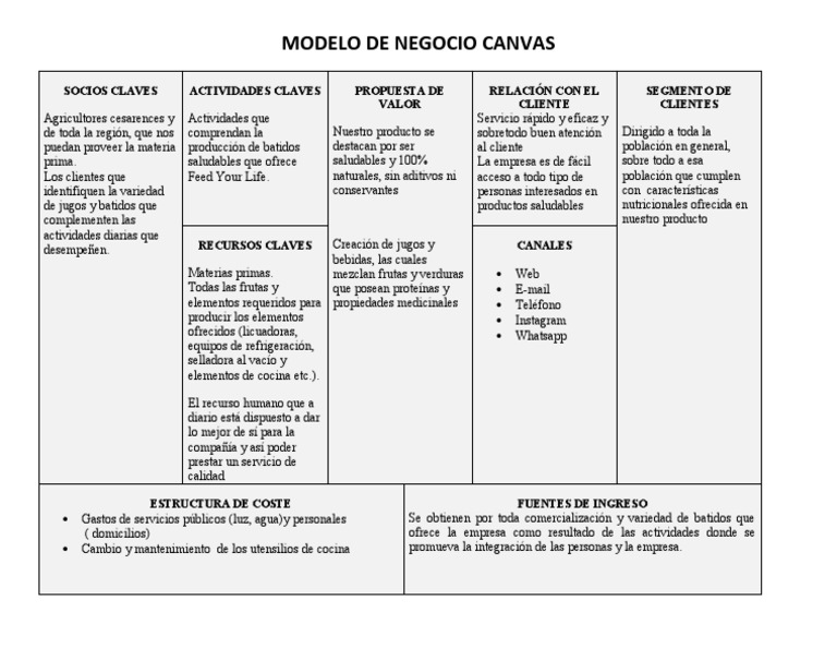 Modelo de Negocio Canvas | PDF | Business | Modelo de negocio