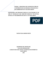 Perfil Profesional y Pedagógico Del Docente Del Área de Tecnología e Informática de Las Escuelas Oficiales de La Unidad Administrativa #3 de Santa Marta