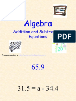 Algebra: Addition and Subtraction Equations