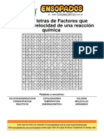 Sopa de Letras de Factores Que Afectan La Velocidad de Una Reacción Química