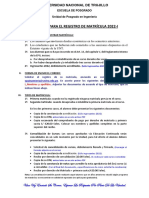 Pautas para Registro de Matricula - 2022-I