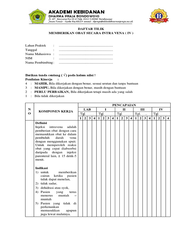Prosedur Injeksi Intravena Mahasiswa | PDF