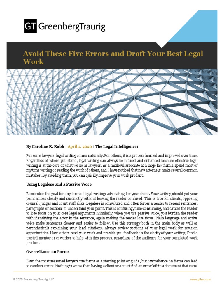 Avoid These Five Errors and Draft Your Best Legal Work | PDF | Justice ...