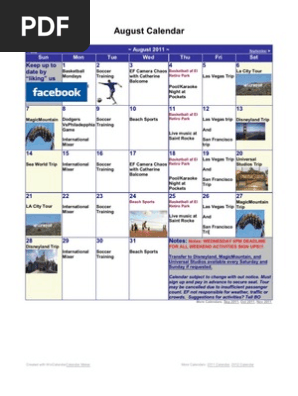 August Calendar