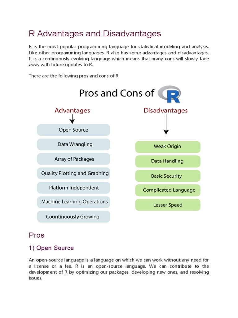 R Advantages and Disadvantages PDF Computer Programming Cross Platform Software