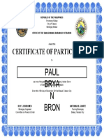 BARANGAY CERTIFICATE OF PARTICIPATION