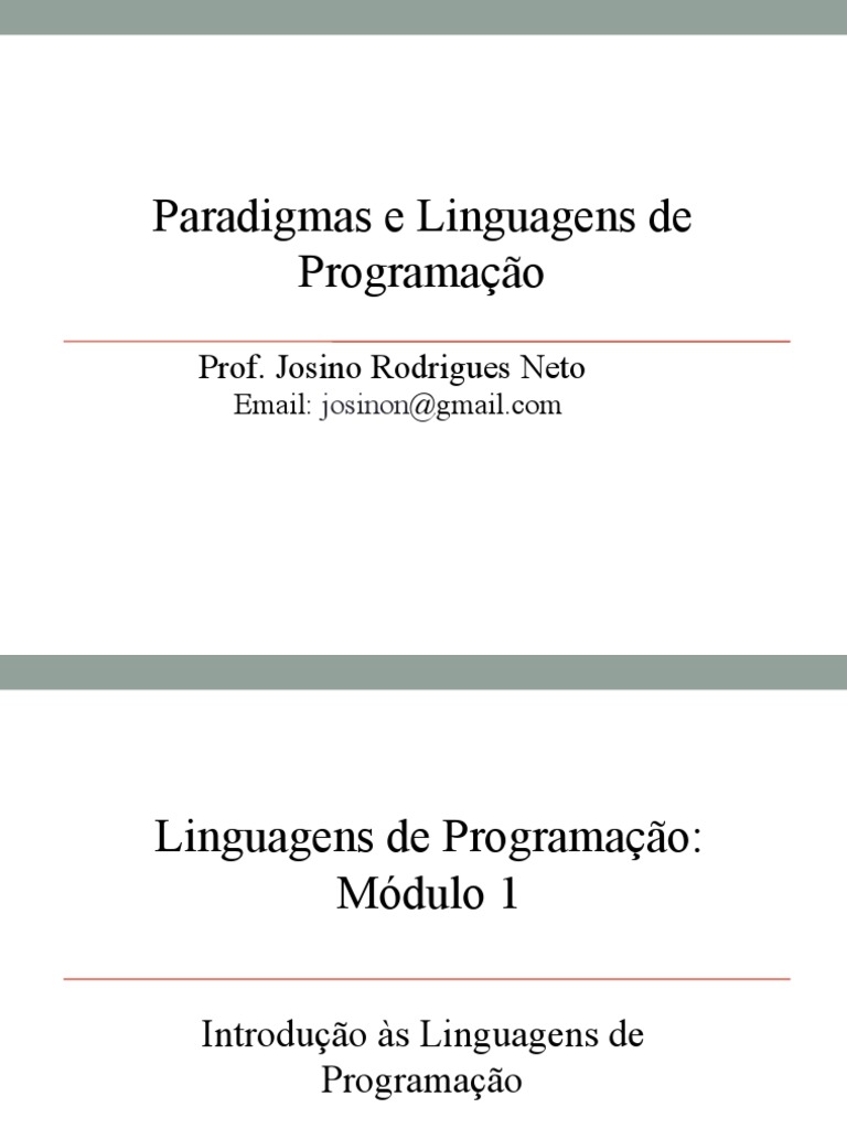 Paradigmas e Linguagens de Programaao Prof Josino Rodrigues Neto | PDF ...